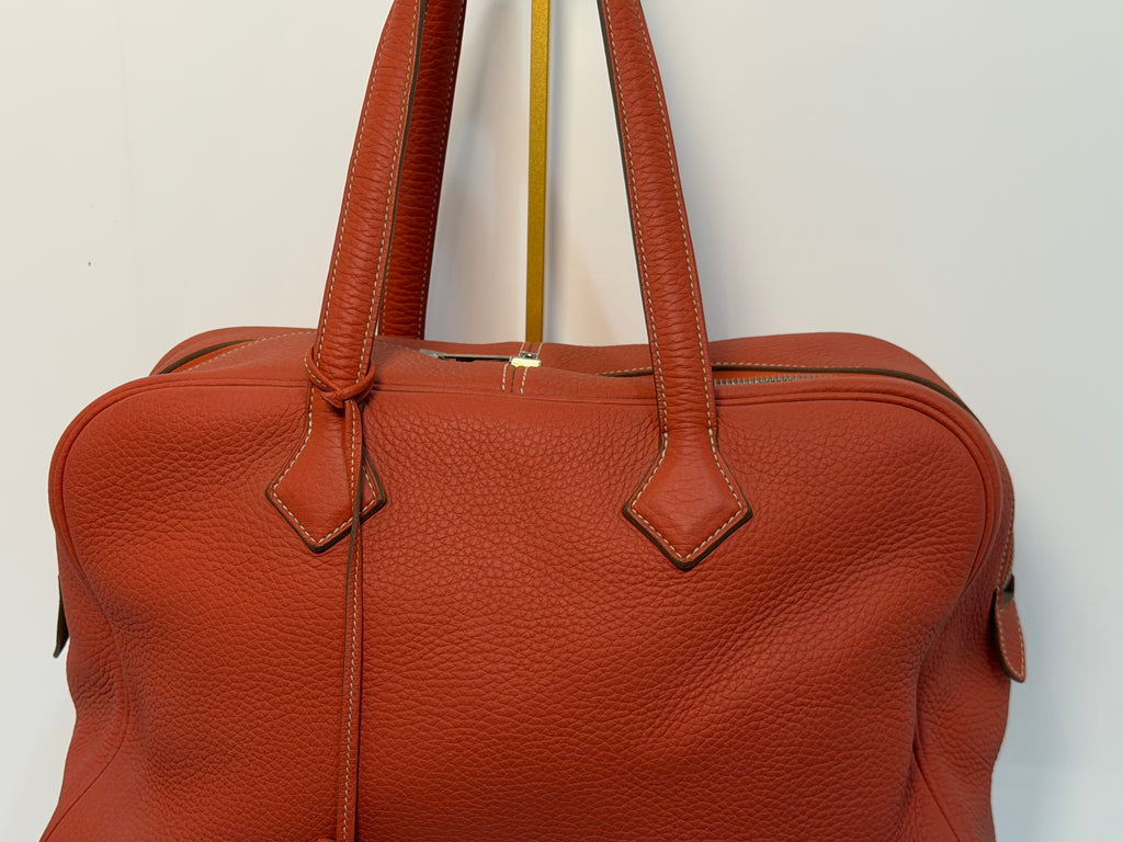 Pre-owned Hermes Victoria 35 Orange Clemence