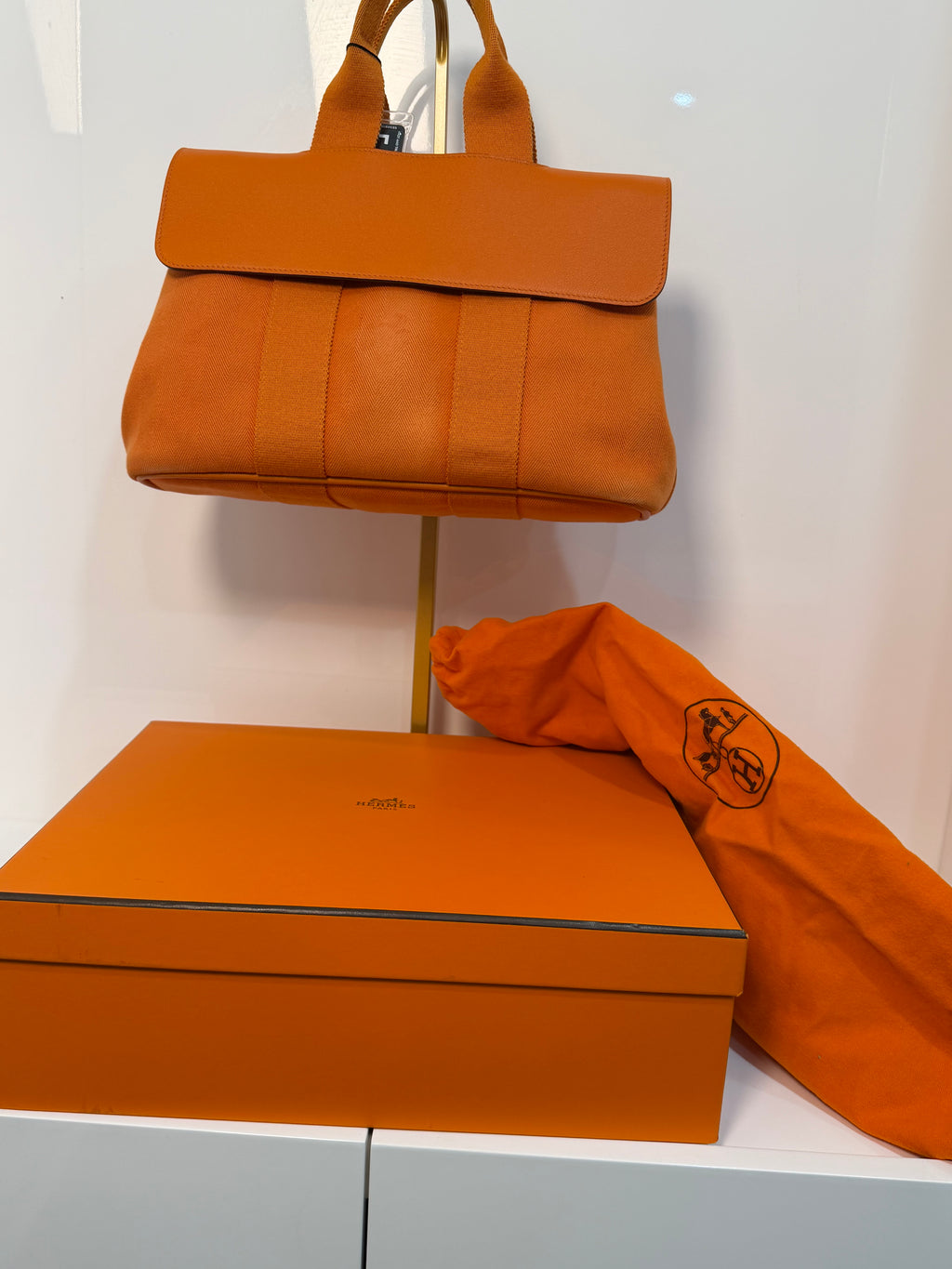 Pre-owned Hermès Valparaiso PM Orange Canvas