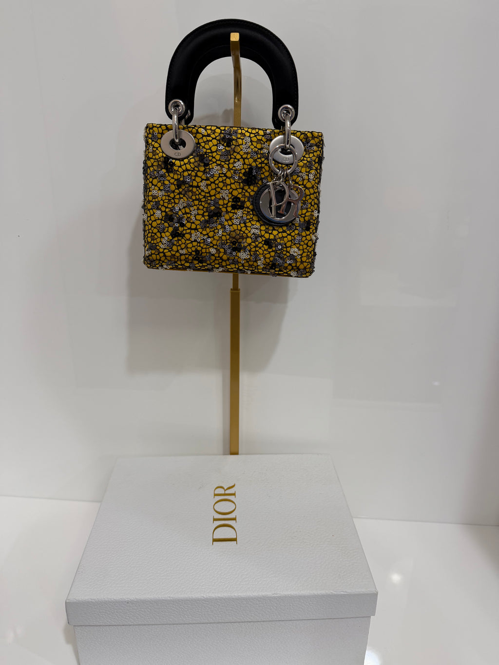Pre-owned Dior Mini Lady Dior Sequin Lace Handbag
