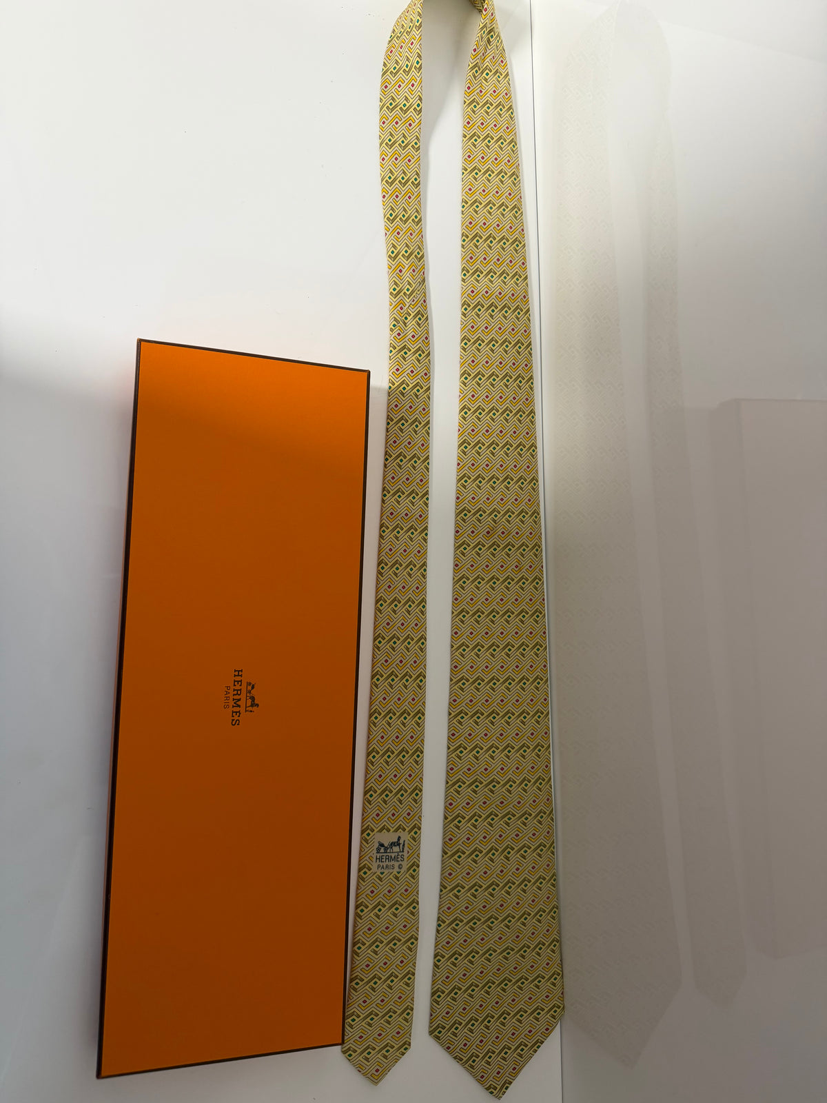 Hermès Paris Yellow Silk Tie