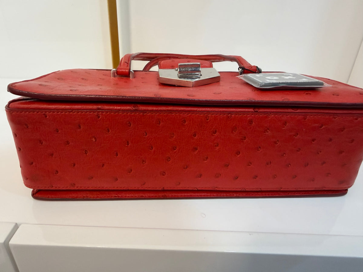 Pre-owned Prada red Ostrich Leather handbag