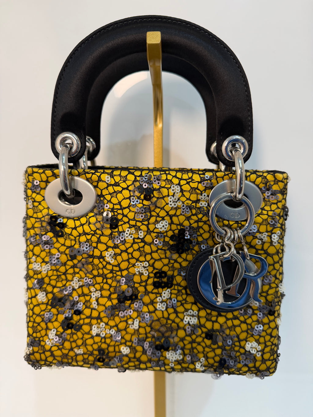 Pre-owned Dior Mini Lady Dior Sequin Lace Handbag