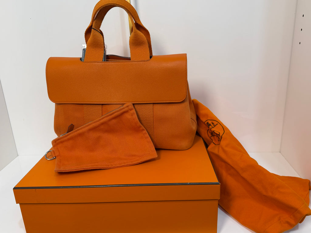 Pre-owned Hermès Valparaiso PM Orange Canvas