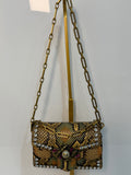 Pre-owned Guggi Broadway Bee Crystal Python shoulder bag.