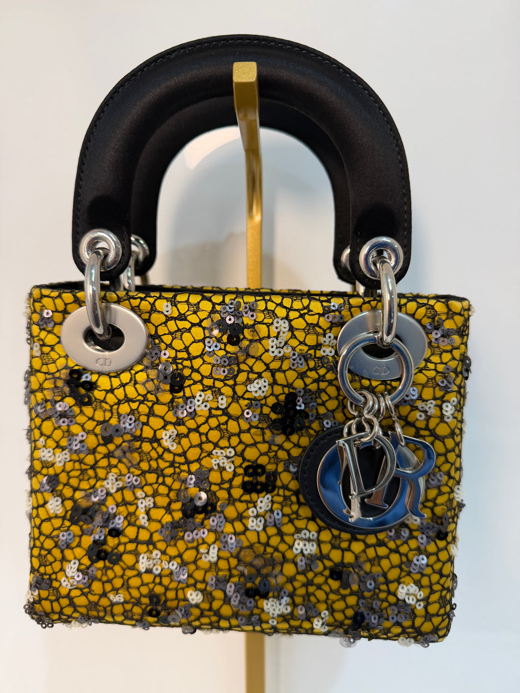 Pre-owned Dior Mini Lady Dior Sequin Lace Handbag